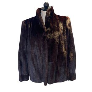 Giba Noblia x  Blackglama Womens Size L Brown Lined Mink Jacket Vintage